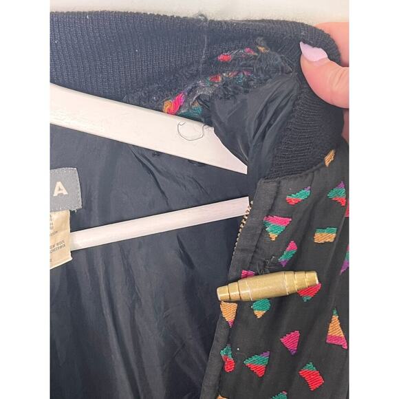 Vintage Crisca Wool/SillbBlend Printed Long Sleeve Full Zip Bomber Jacket 36 - Picture 11 of 11